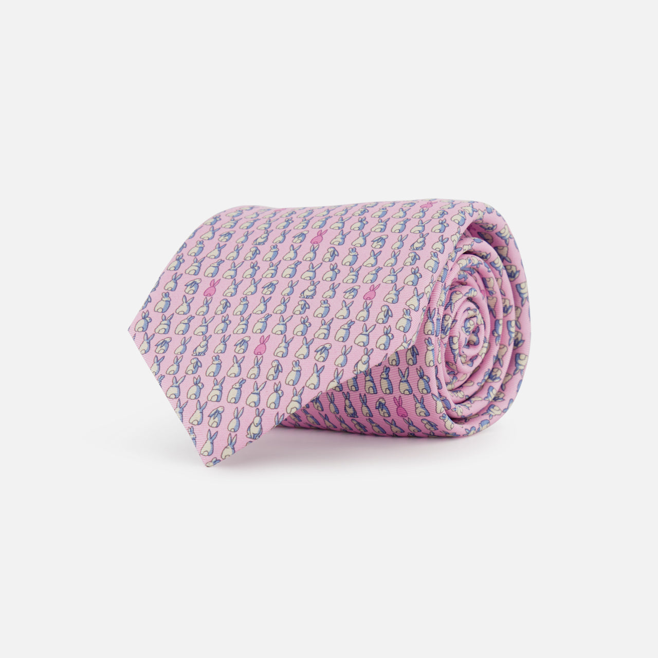 Rabbit Printed Silk Tie (14713444368747)