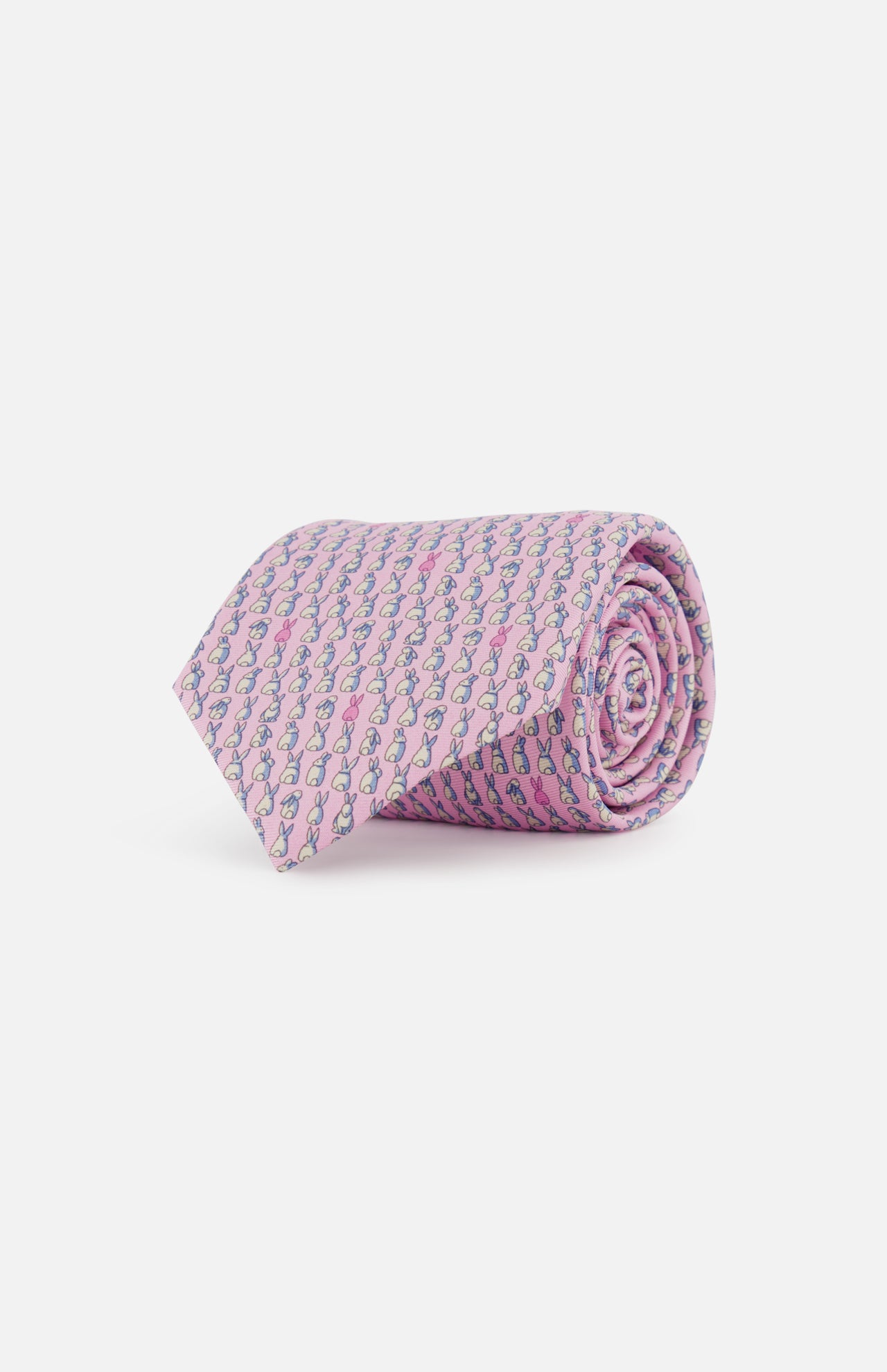Rabbit Printed Silk Tie (14713444368747)