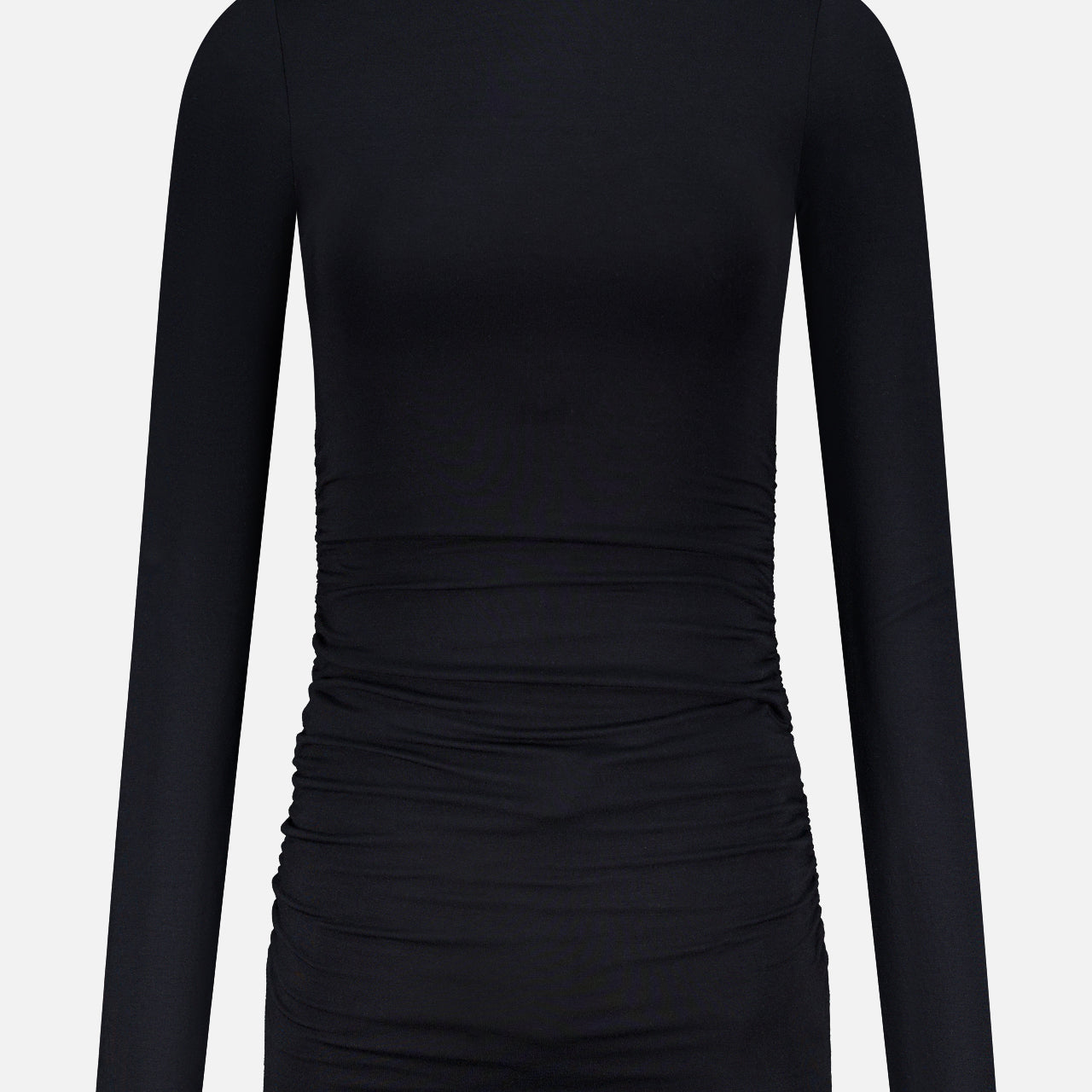 Long Sleeve Ruched Turtleneck Mini Dress (14730284990827)
