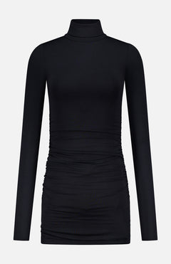 Long Sleeve Ruched Turtleneck Mini Dress (14730284990827)