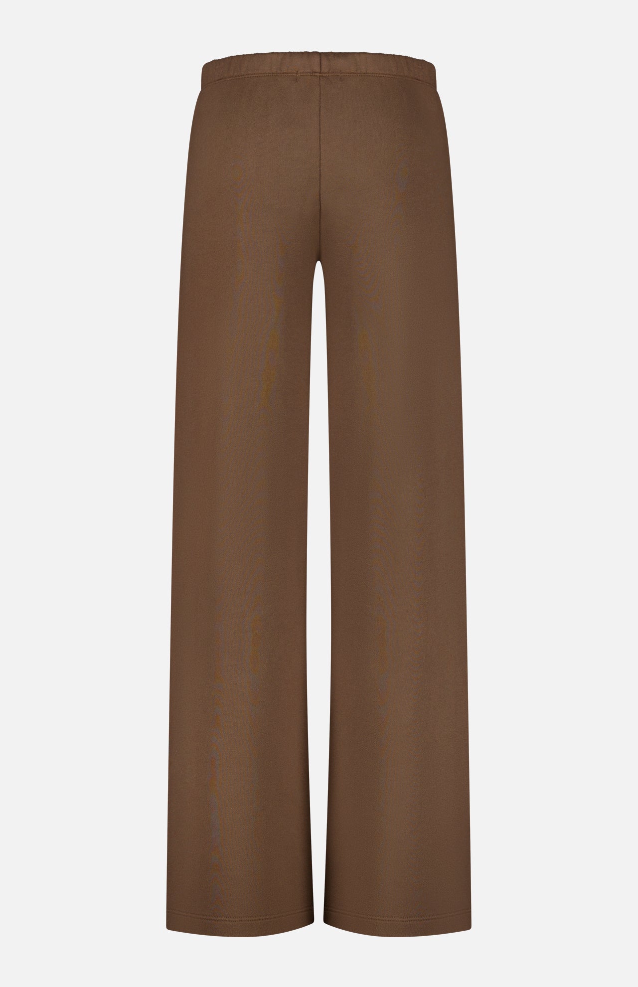 The ETERNE Oversized Wide Leg Sweatpant in brown, made from soft French Terry fabric and featuring an elastic waistband, is shown from the back against a plain white background.