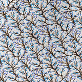 The ETON Floral Print Contemporary Dress Shirt features 100% cotton fabric with brown branches and small blue leaves on white, plus a visible ETON label in the upper left—ideal for a modern blue floral look.