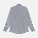 The ETON Semi Solid Dobby Slim Dress Shirt in light gray is shown from the back, featuring a classic collar and buttoned cuffs, laid flat on a white background.