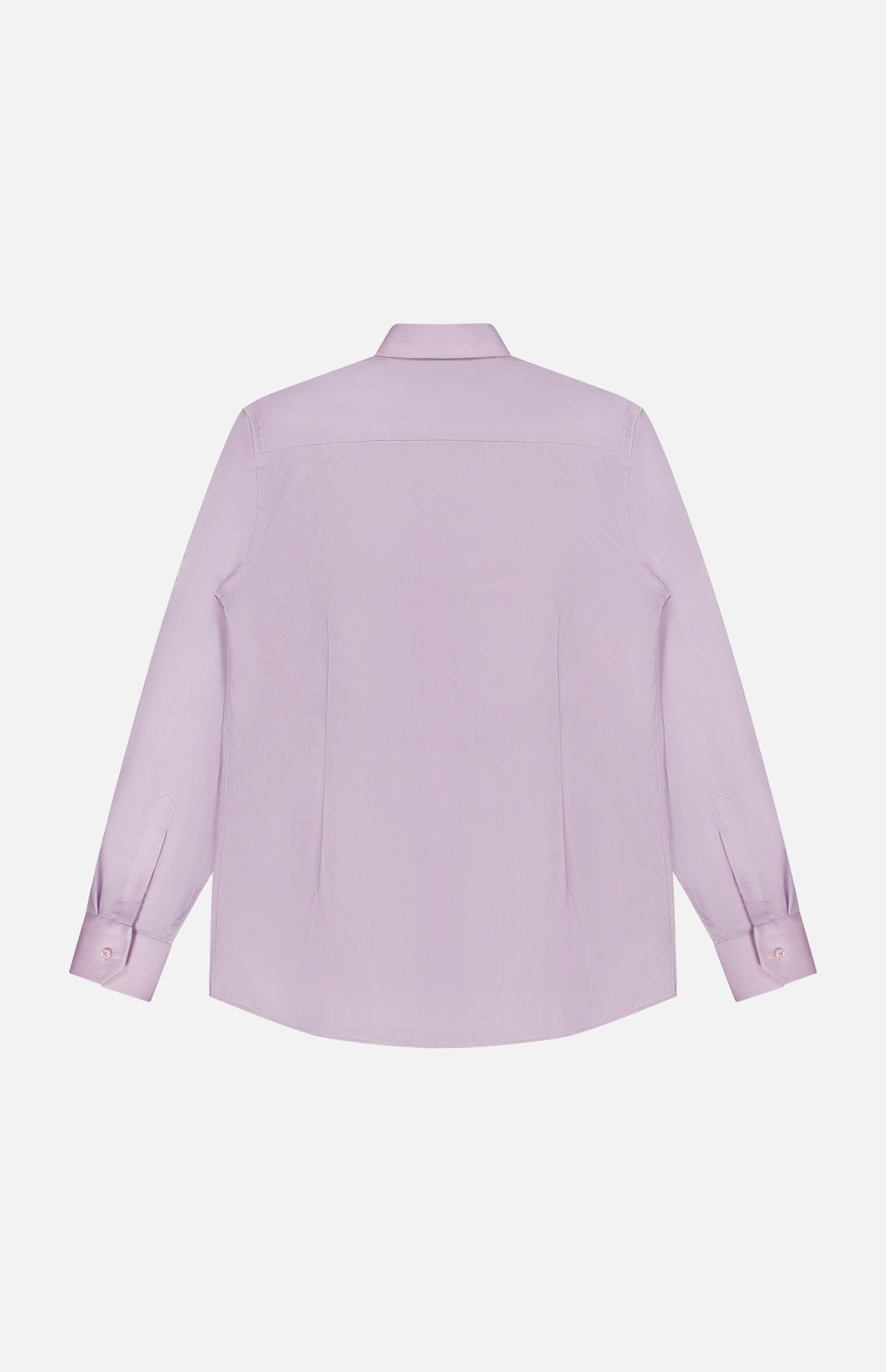 The ETON Semi Solid Signature Twill Dress Shirt in light purple is shown from the back, featuring a slim fit, collar, and buttoned cuffs against a plain white background.