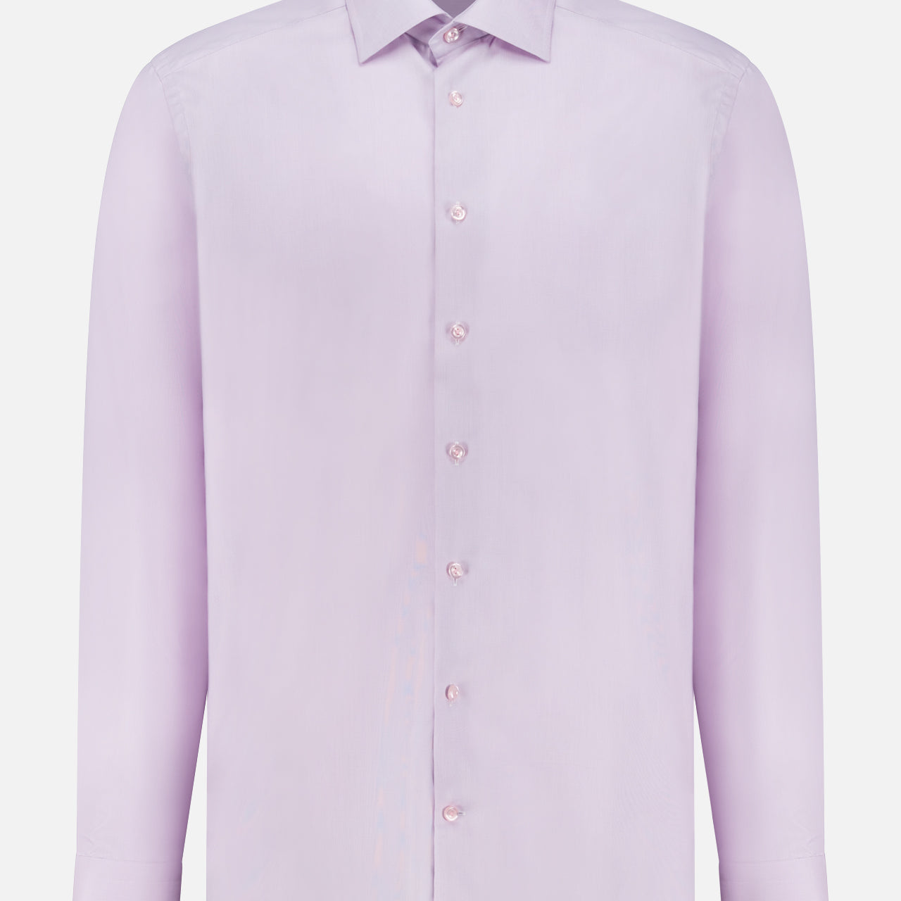 The ETON Semi Solid Signature Twill Dress Shirt in light purple features a wrinkle-resistant fabric, collar, and button-down front, shown against a plain white background.
