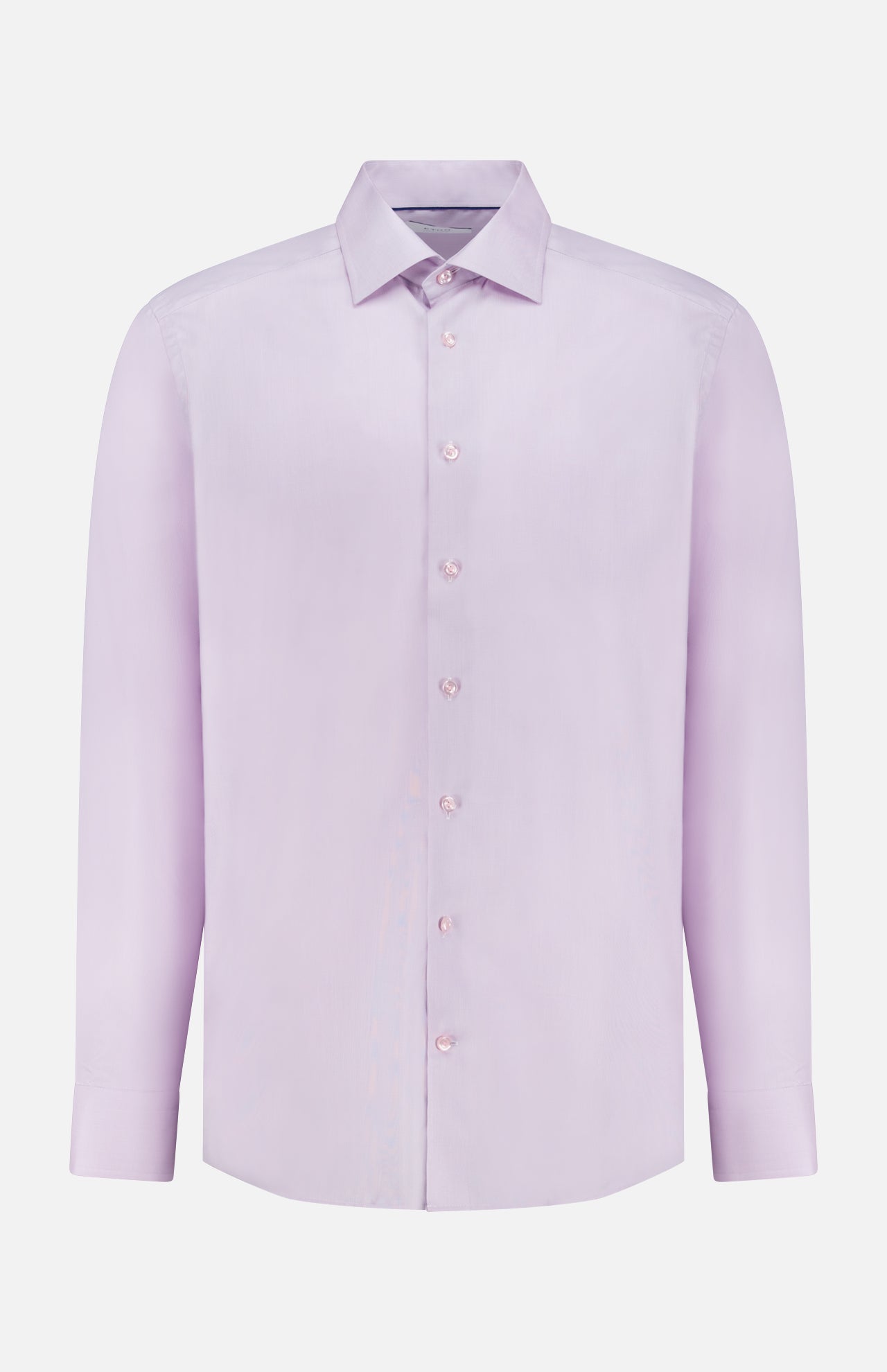 The ETON Semi Solid Signature Twill Dress Shirt in light purple features a wrinkle-resistant fabric, collar, and button-down front, shown against a plain white background.