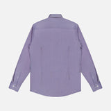 Back view of an Eton Semi Solid Twill Contemporary Shirt in purple, featuring a long-sleeved tailored design with a point collar and button cuffs.