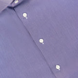 Close-up of a purple cotton Eton Semi Solid Twill Contemporary Shirt with a spread collar.