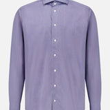 Eton Semi Solid Twill Contemporary Shirt in purple, tailored with long sleeves, a button-down front, and a wide collar.