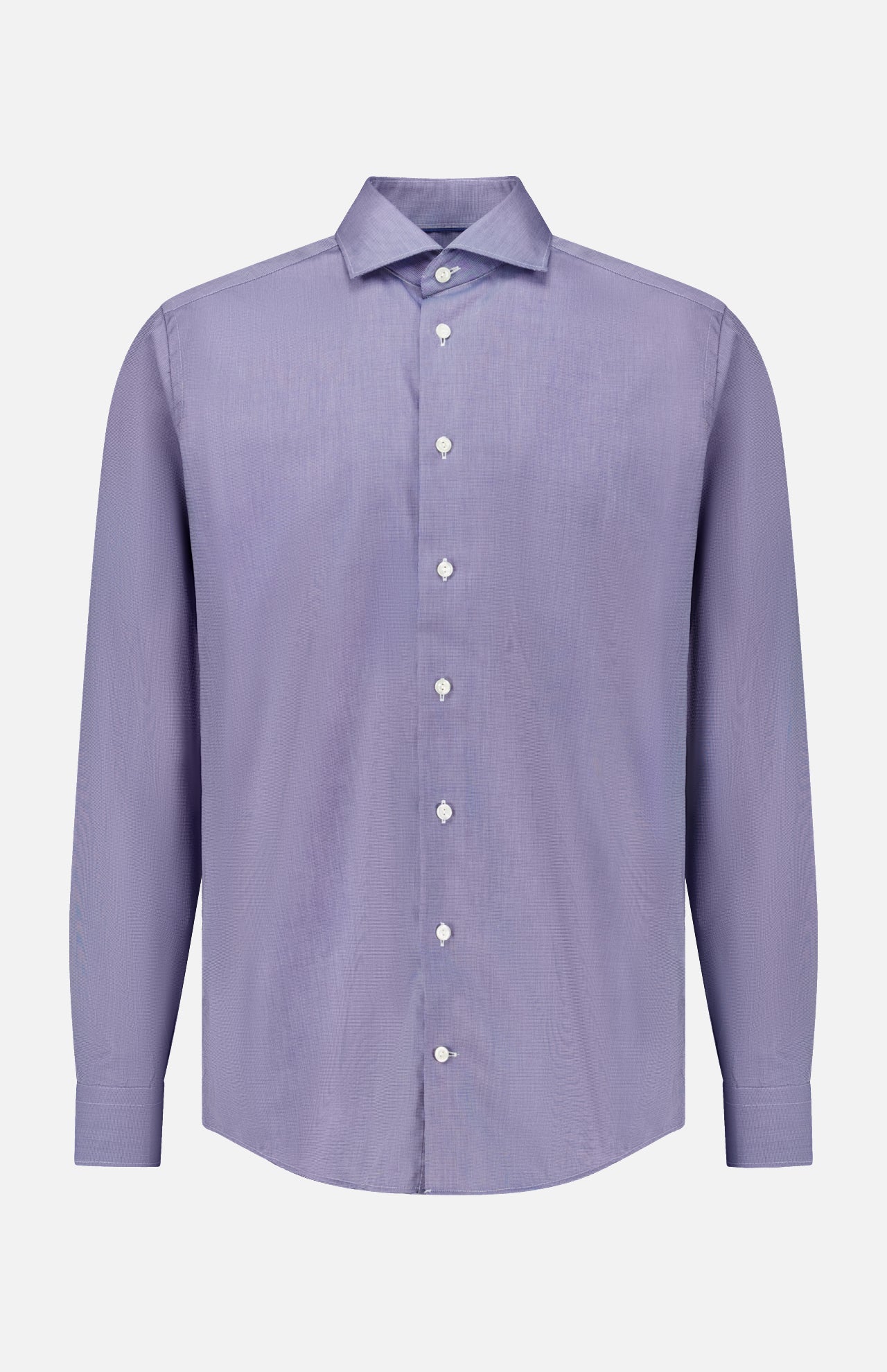 Eton Semi Solid Twill Contemporary Shirt in purple, tailored with long sleeves, a button-down front, and a wide collar.