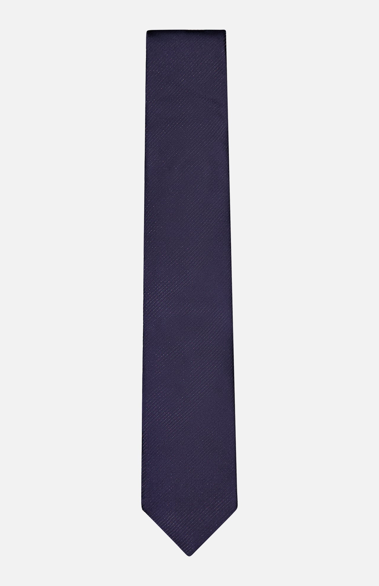 A Semi Solid Woven Silk Tie by ETON, featuring a rich dark purple color and crafted in Italy, is displayed on a plain white background.