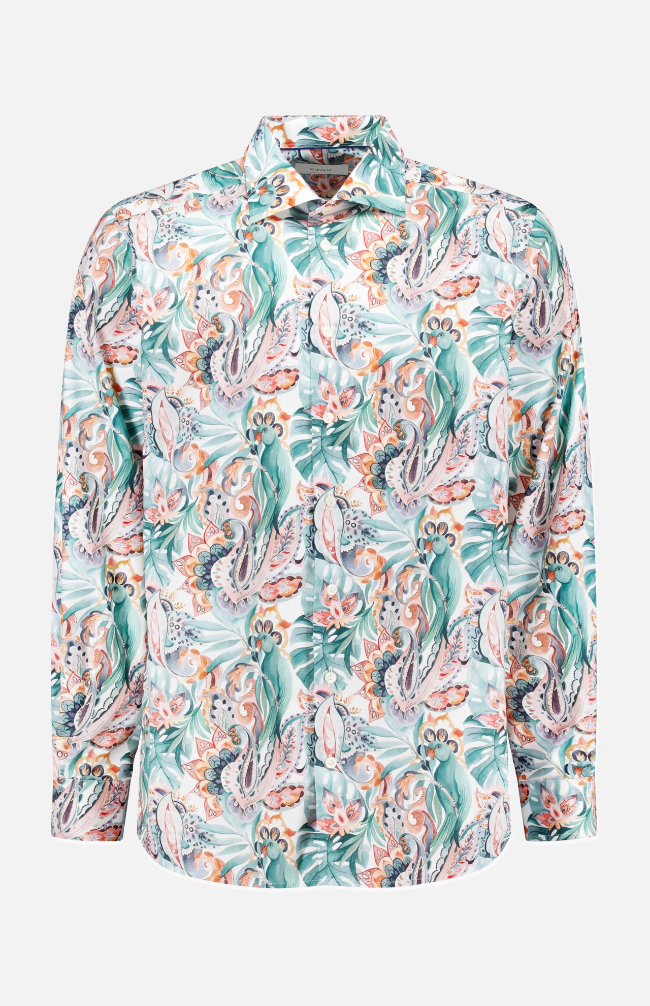 Slim Fit Parrot Motif Signature Twill Shirt (14628571382123)