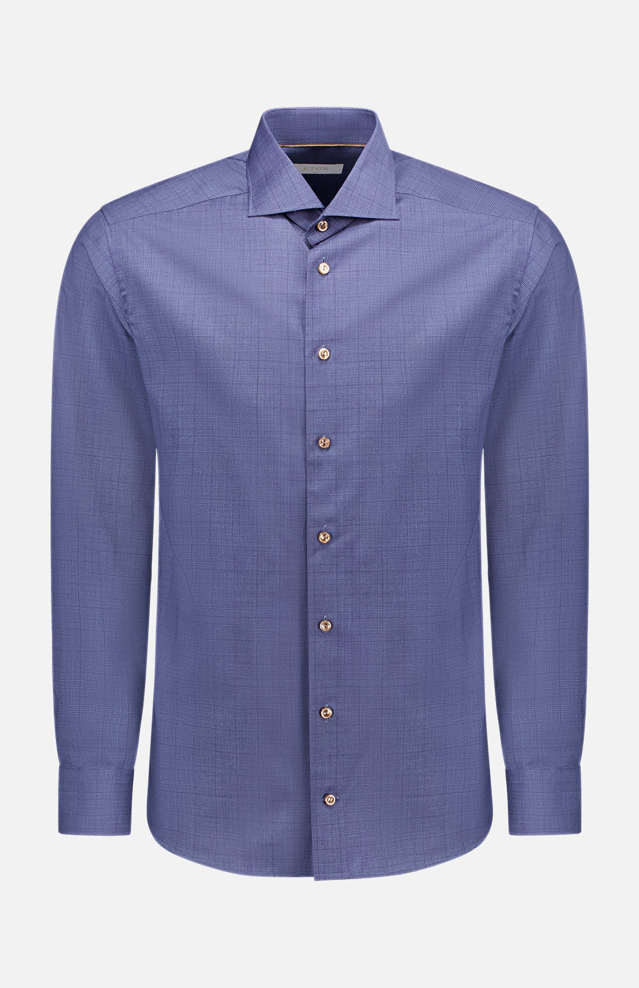 Mid Blue Check Merino Wool Shirt (7569944576115)