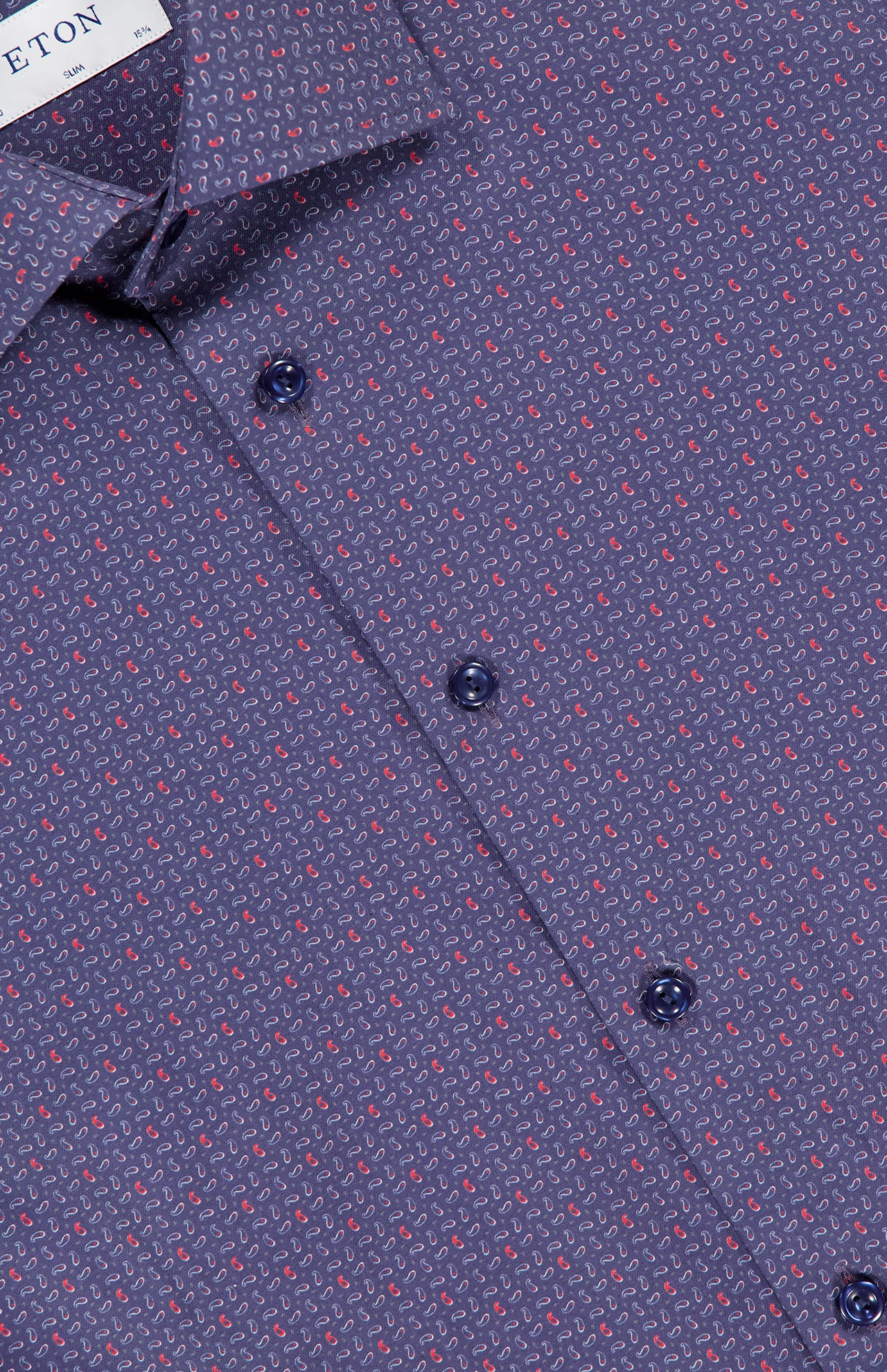 Navy Blue Micro Paisley Signature Twill Shirt (7569944510579)