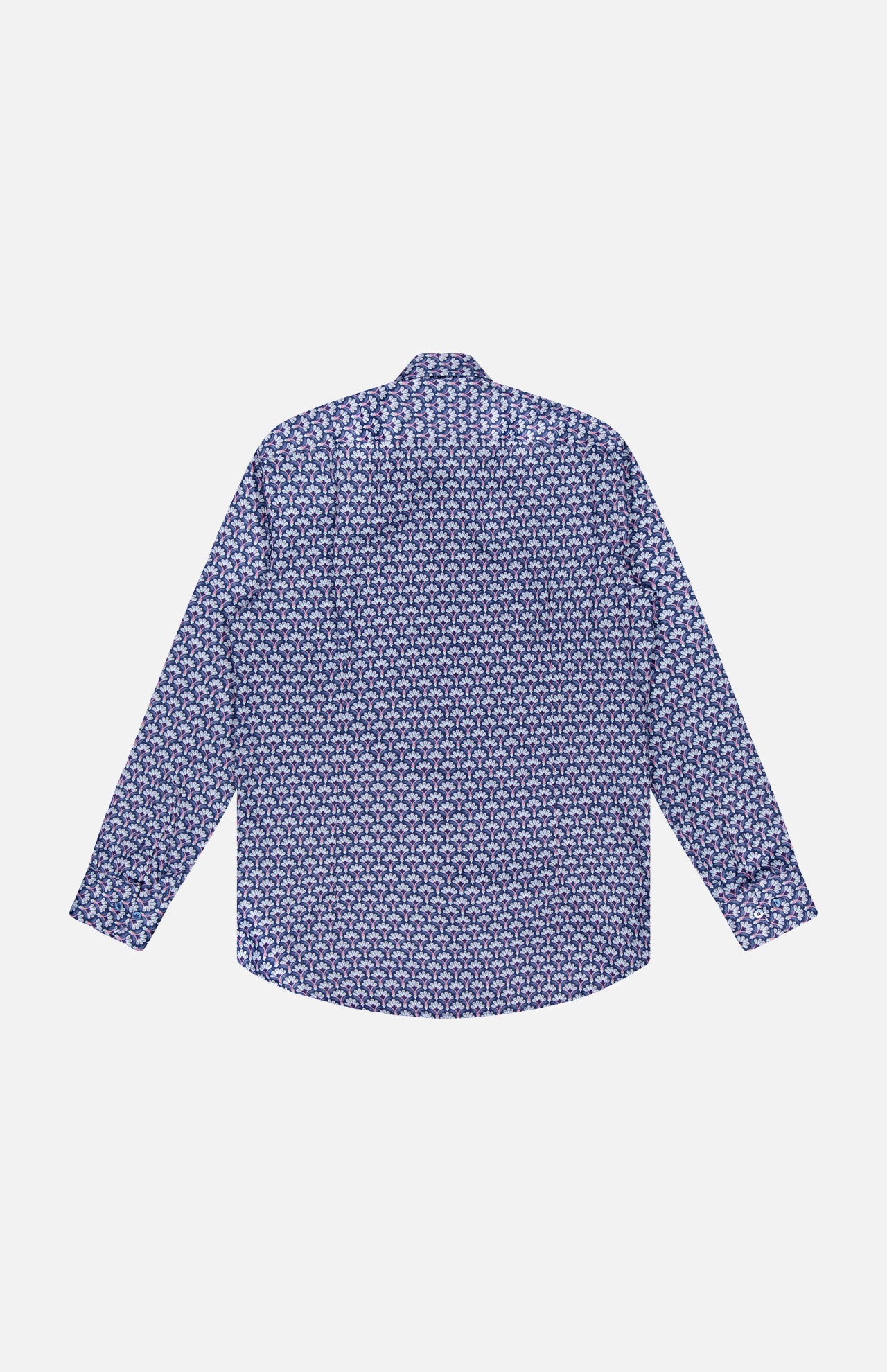 The ETRO Cotton Long Sleeve Shirt features a blue and white geometric pattern, displayed from the back against a plain white background.