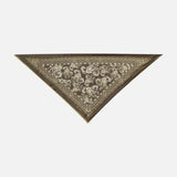 The Paisley Bandana Scarf by ETRO is a brown, triangular silk bandana with intricate beige floral and paisley prints, made in Italy and shown on a plain white background.