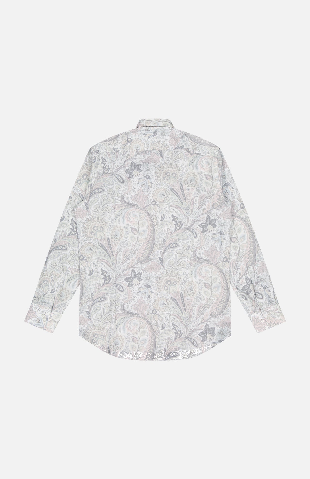 The ETRO Paisley Long Sleeve Shirt is a men’s cotton dress shirt with a subtle pastel paisley pattern, displayed from the back against a white background.