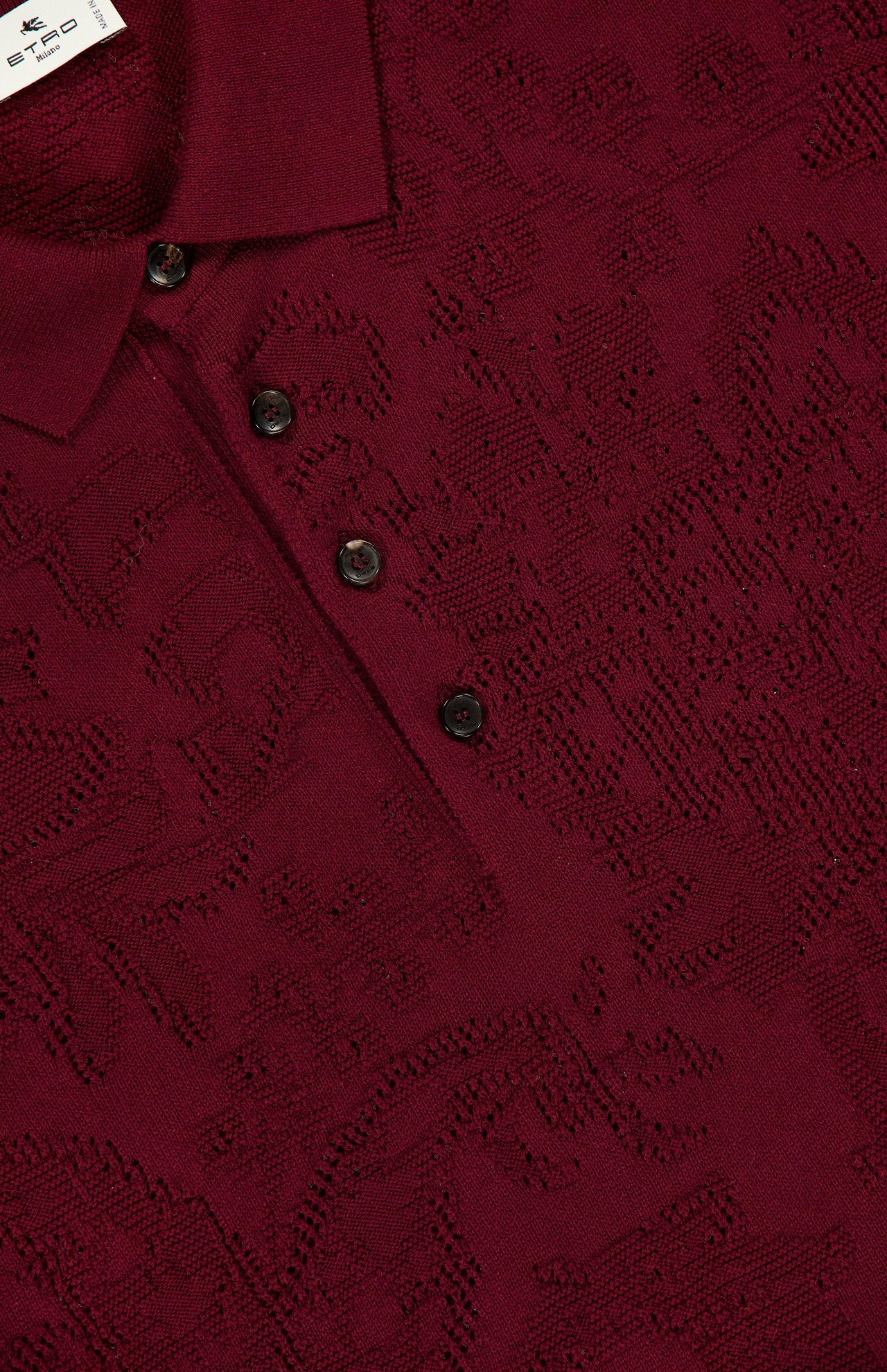 Perforated Knit Polo Shirt (14695389626731)