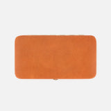 The F. HAMMANN Cowhide Jewelry Box is a rectangular, tan-brown leather case with rounded corners, made in Germany, shown on a plain white background.