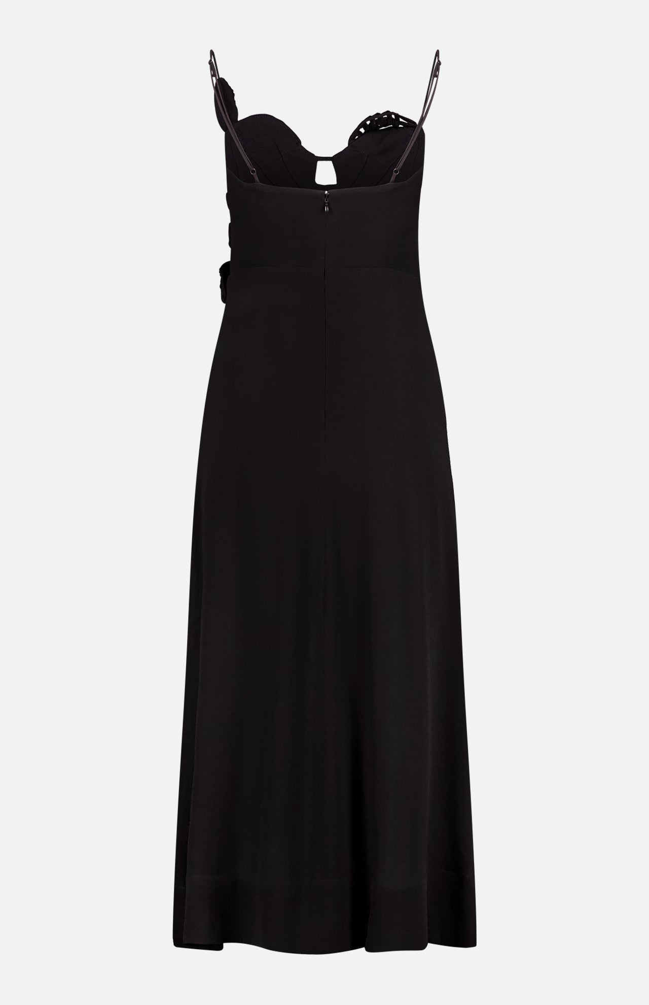Black Flowered Bust Midi Dress (7725246349427)