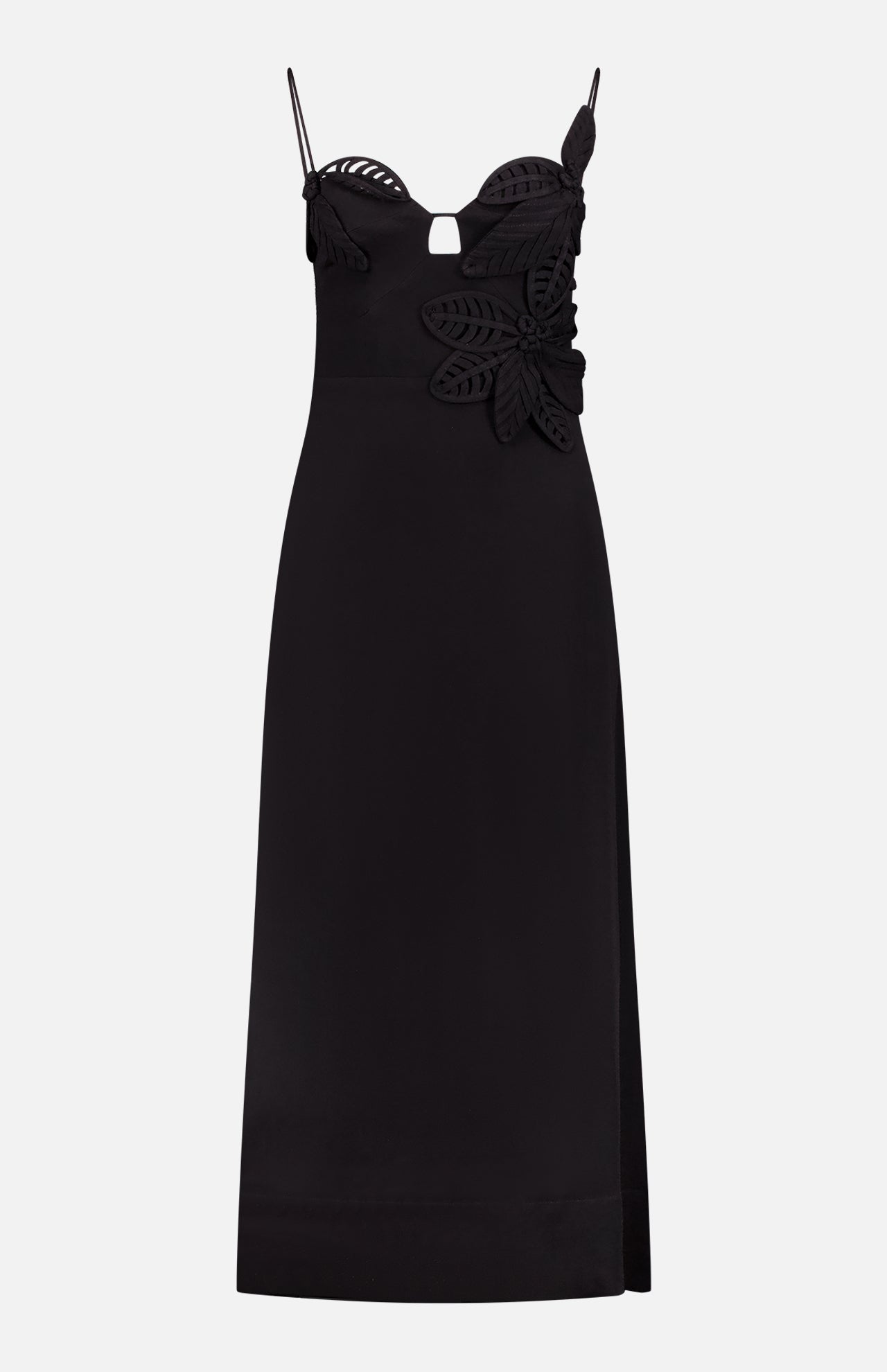 Black Flowered Bust Midi Dress (7725246349427)