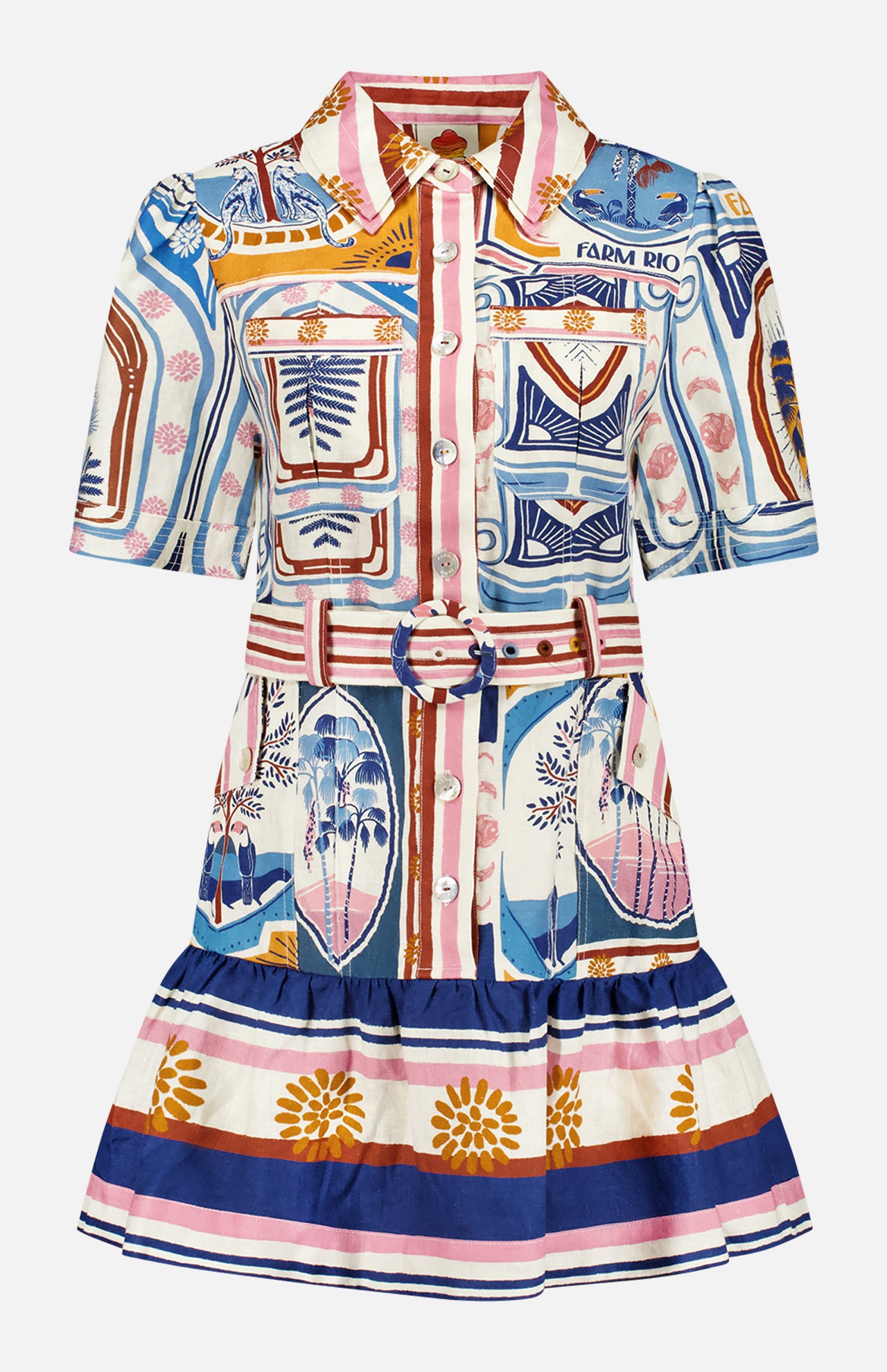 Cerrado Stamps Short Sleeve Mini Dress (7725246677107)