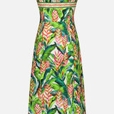 Linen Midi Leaf Print Dress (14675352813931)