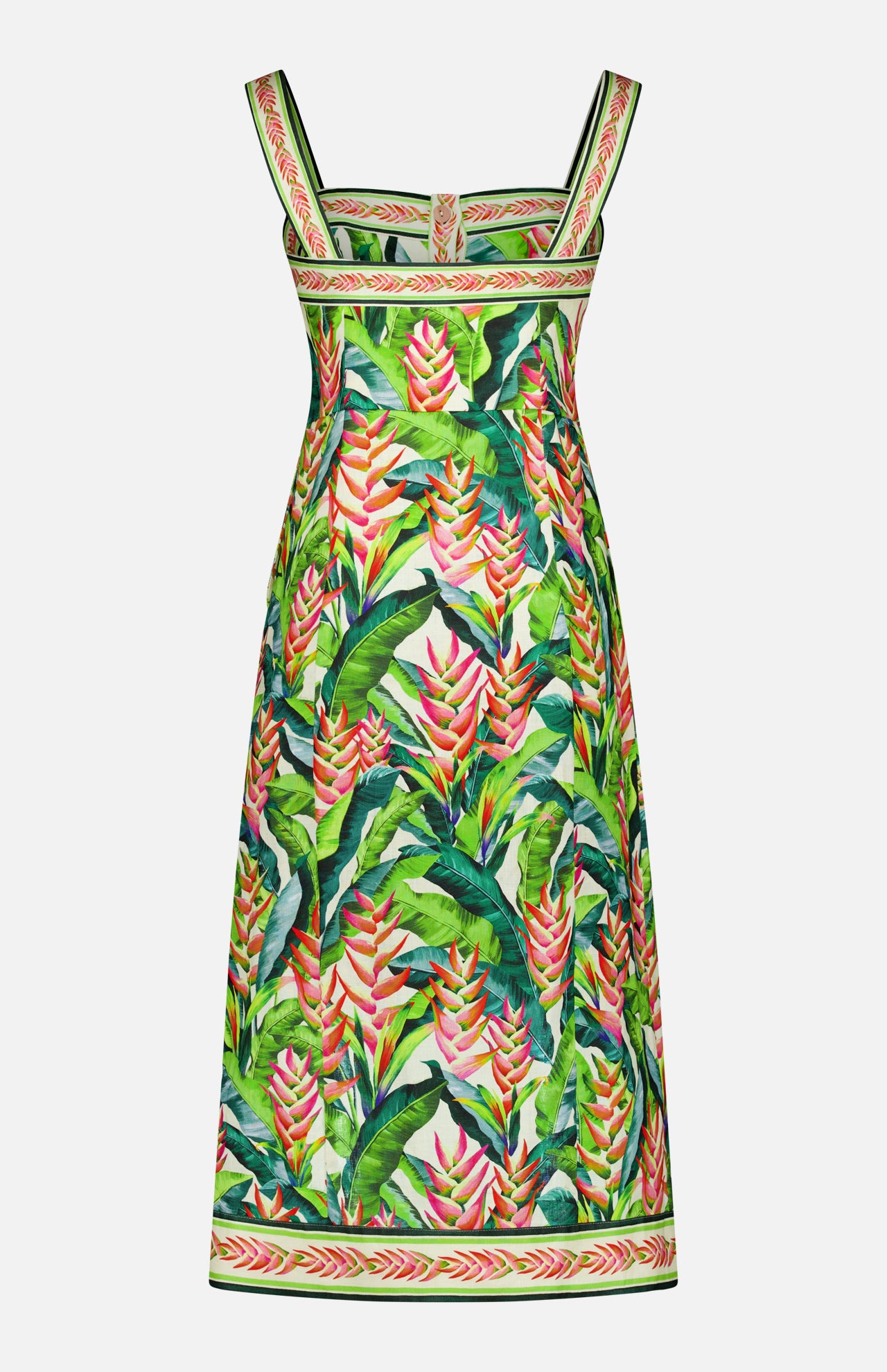 Linen Midi Leaf Print Dress (14675352813931)