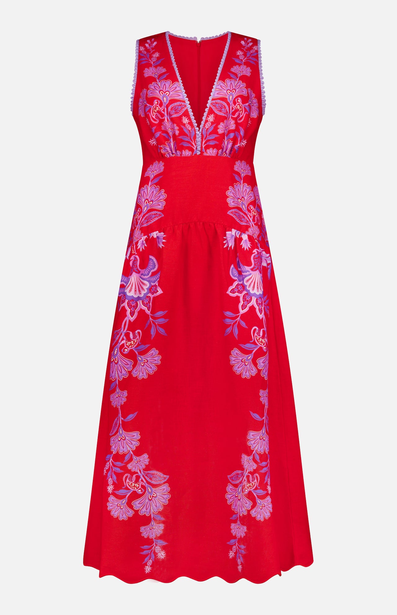 Scallop Hem Floral Midi Dress (14682850853227)