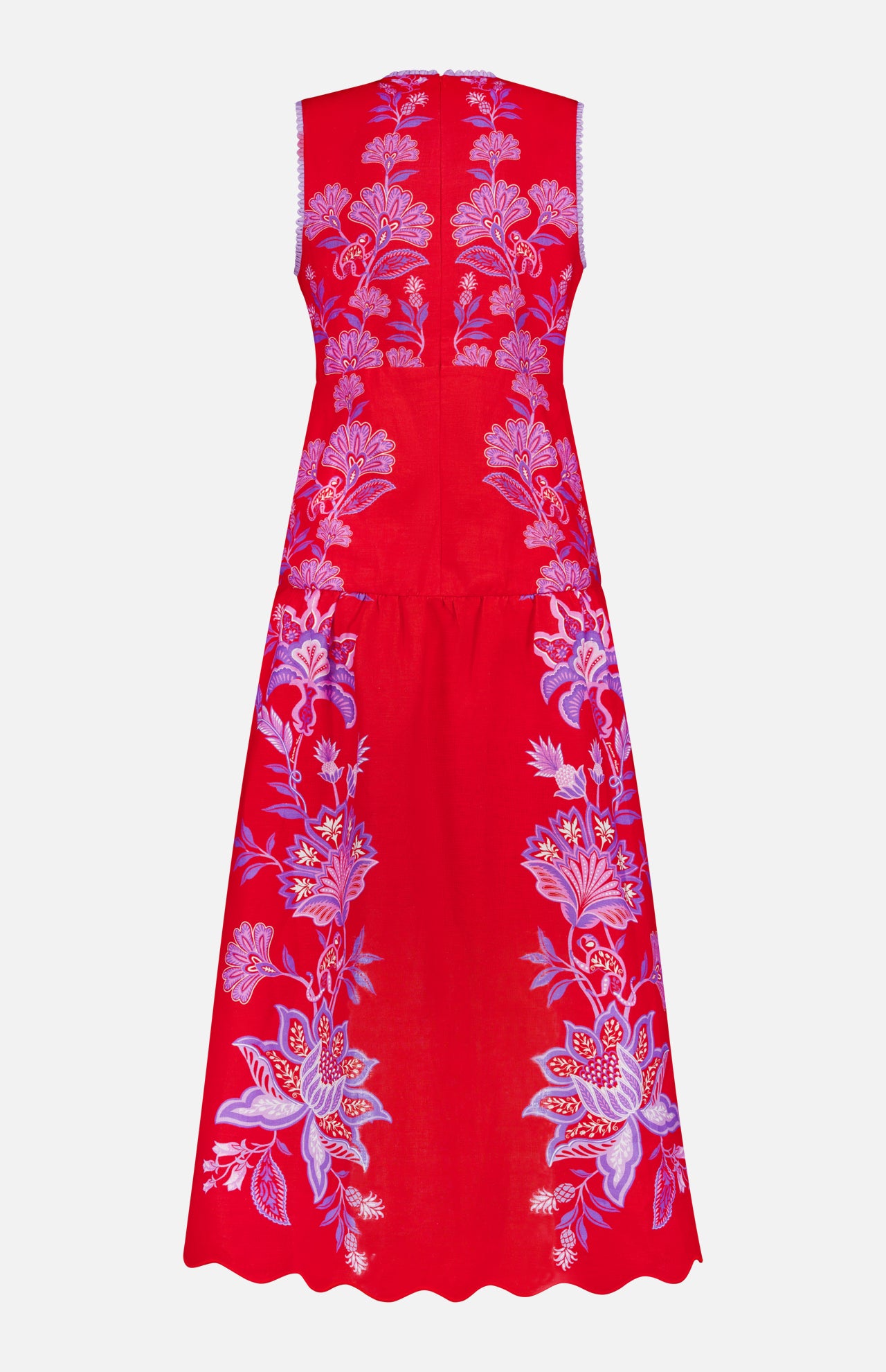 Scallop Hem Floral Midi Dress (14682850853227)