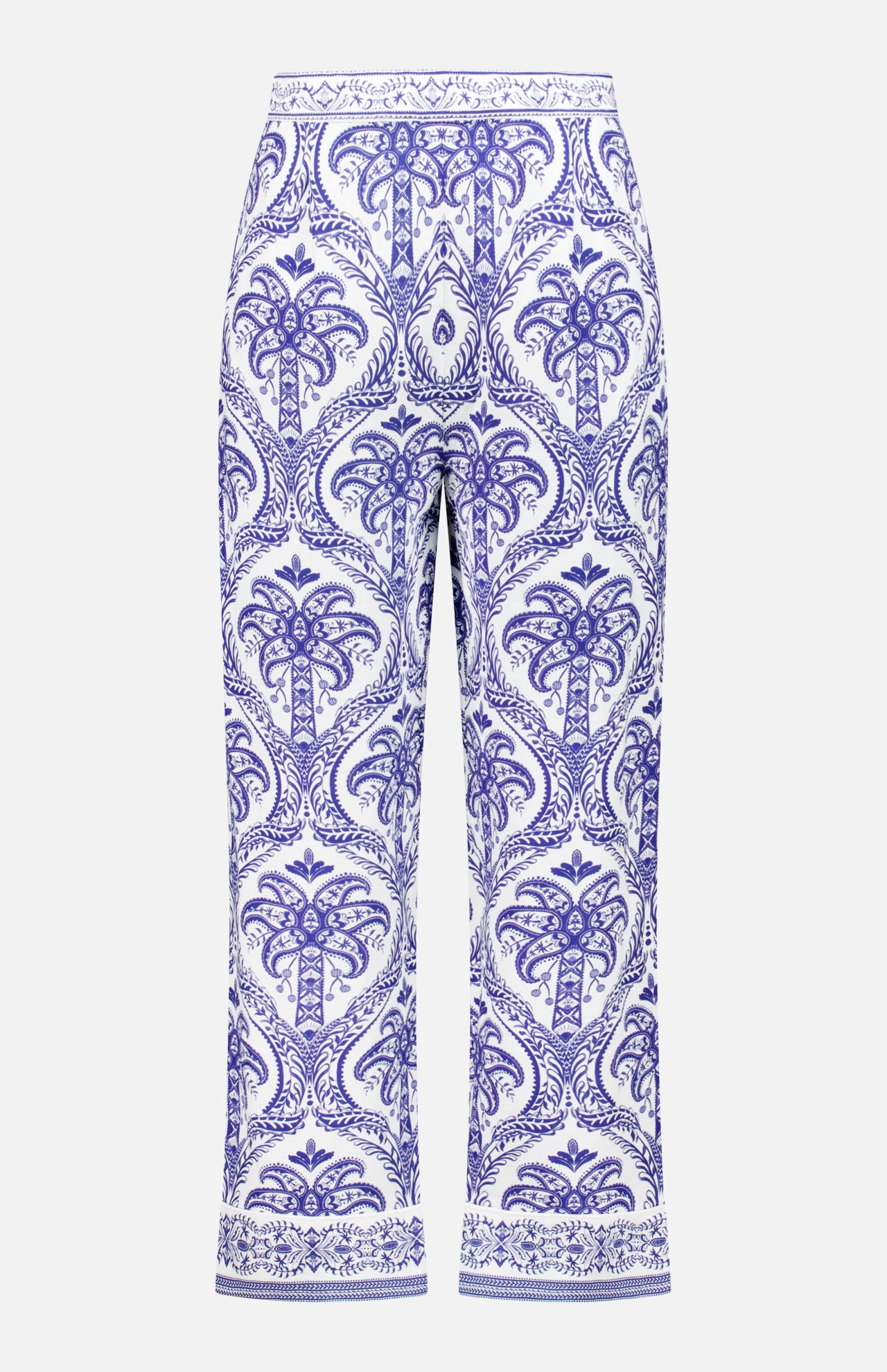 Petra Printed Pull-On Wide Leg Pants with Drawstring in