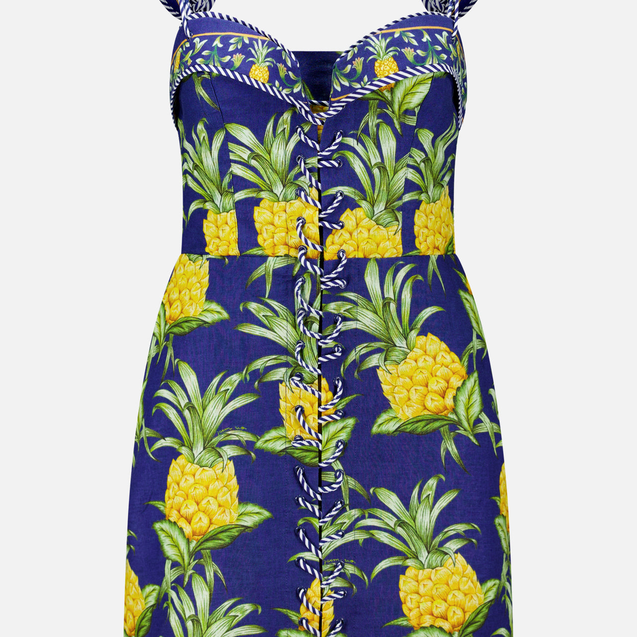 Sleeveless Lacing Pineapple Mini Dress (14675352945003)