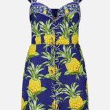 Sleeveless Lacing Pineapple Mini Dress (14675352945003)