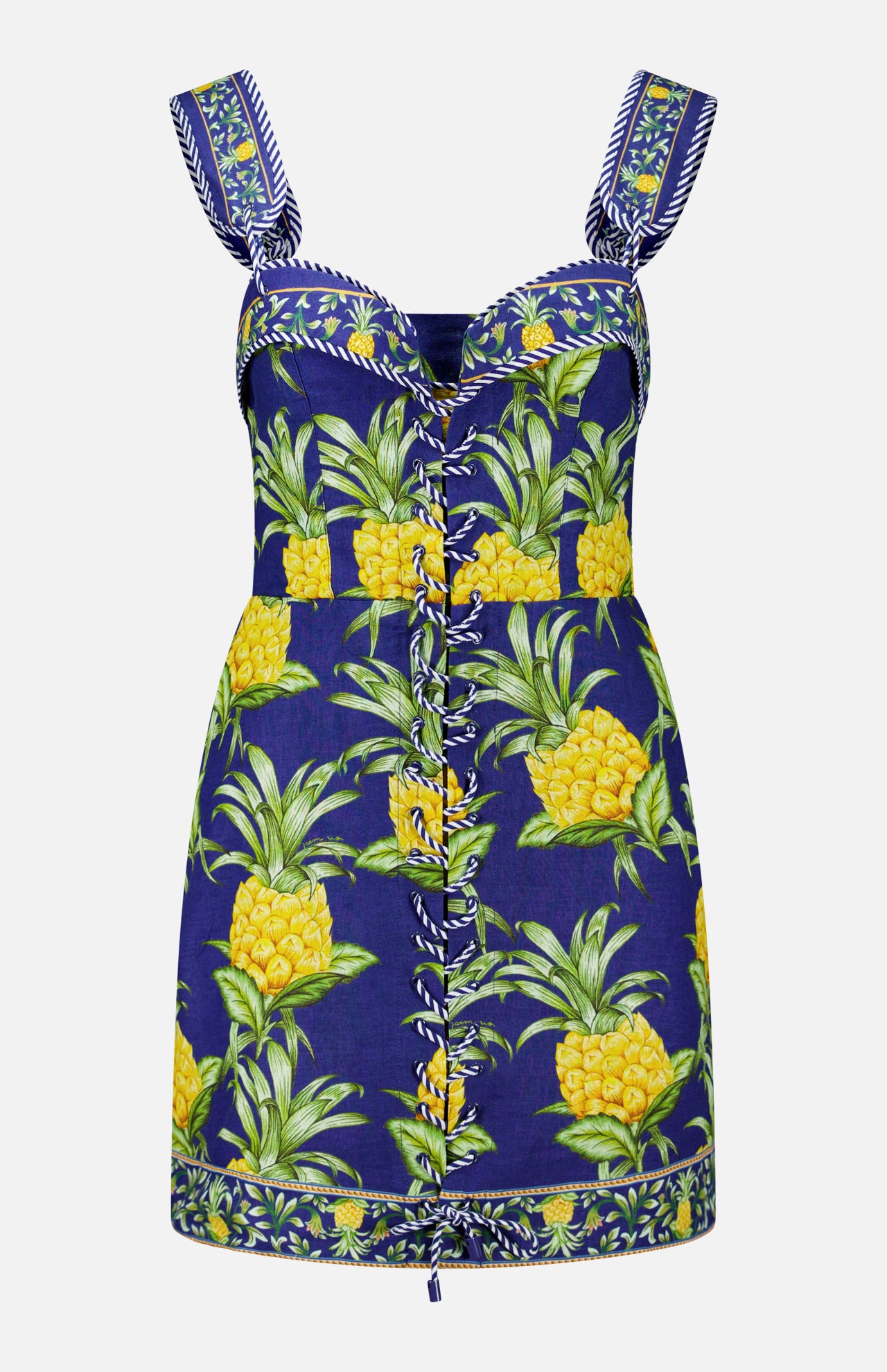 Sleeveless Lacing Pineapple Mini Dress (14675352945003)