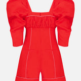 Straight Neckline Short Sleeve Mini Jumpsuit (7725246775411)