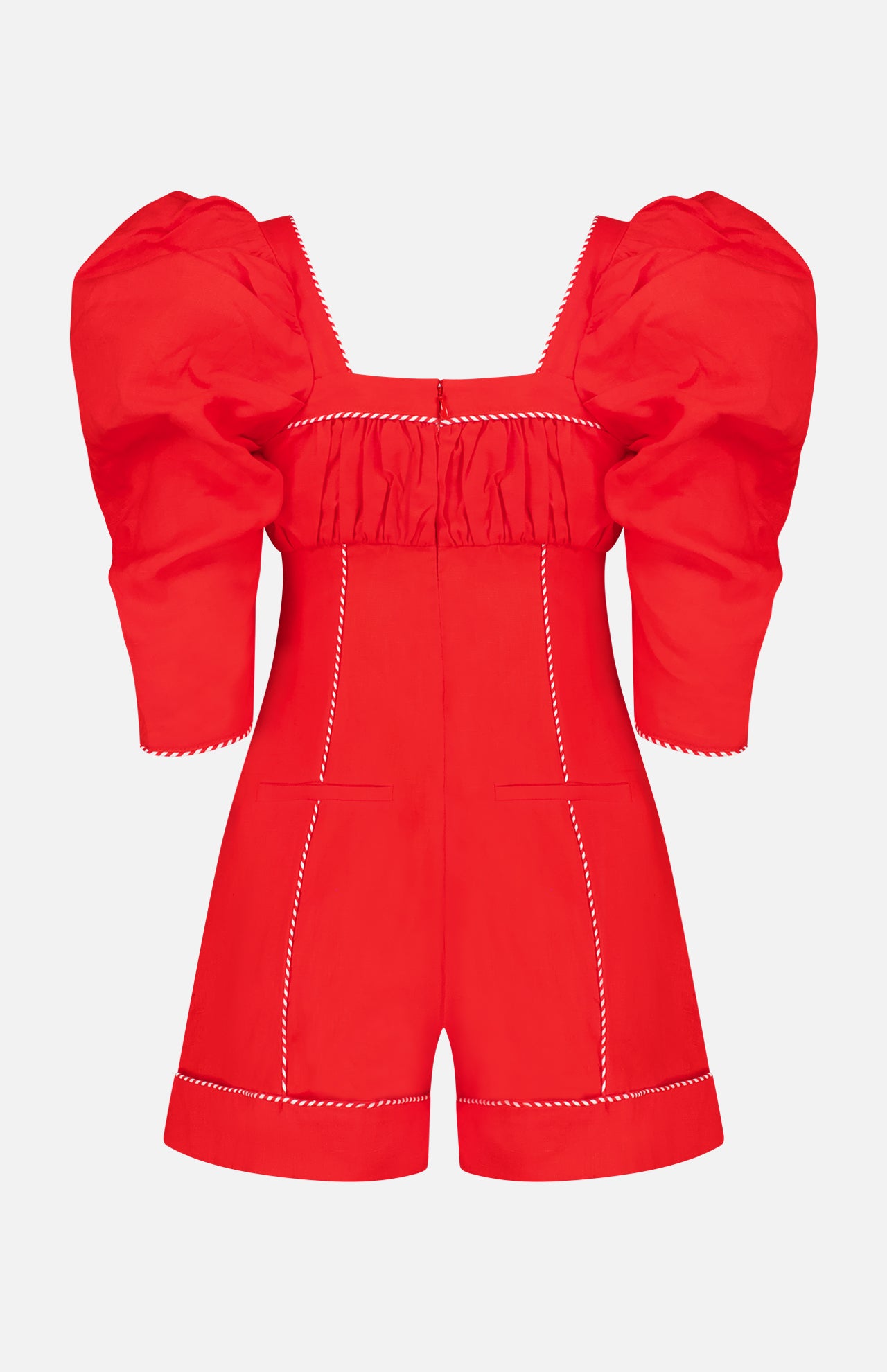 Straight Neckline Short Sleeve Mini Jumpsuit (7725246775411)