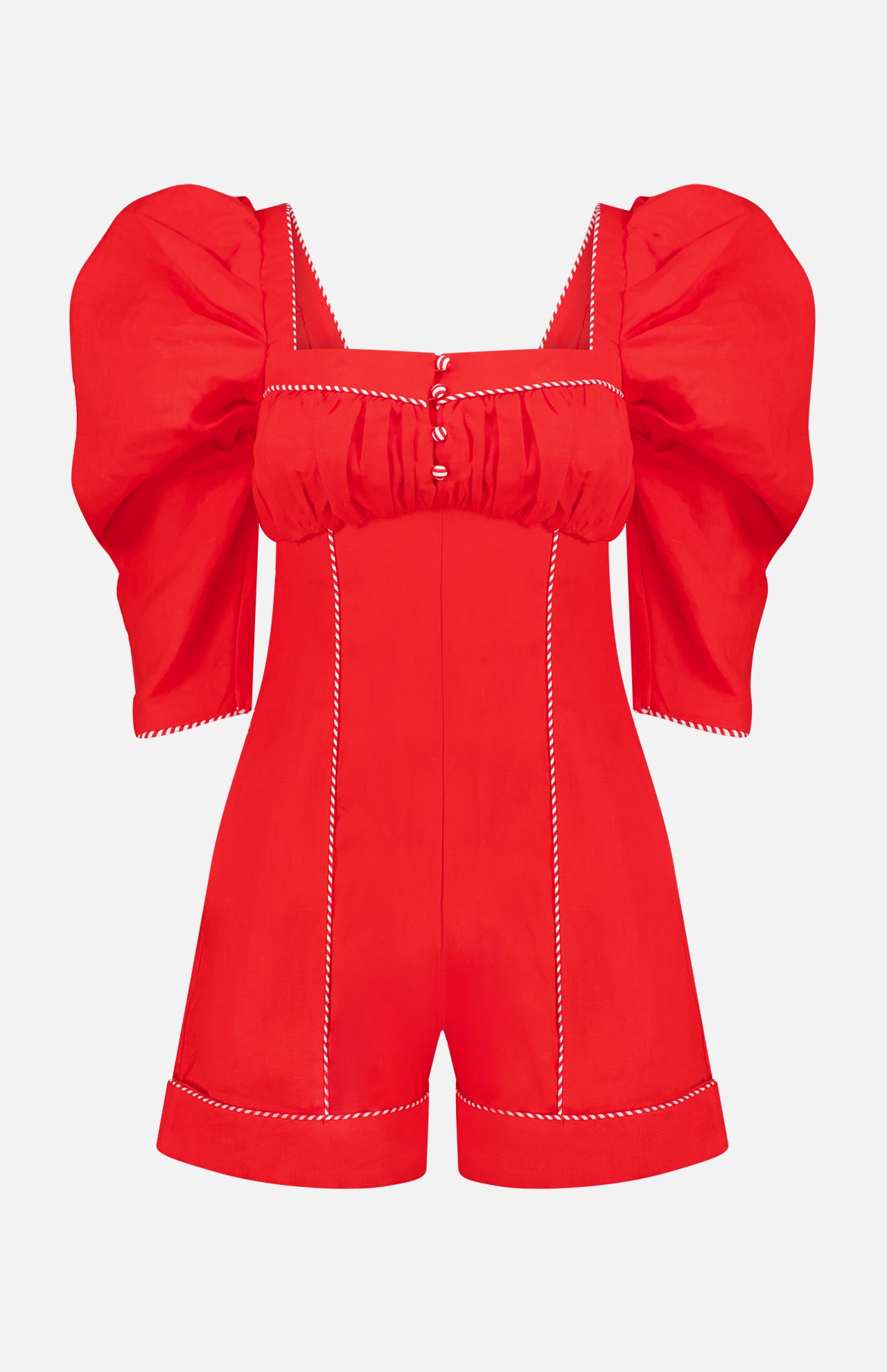 Straight Neckline Short Sleeve Mini Jumpsuit (7725246775411)