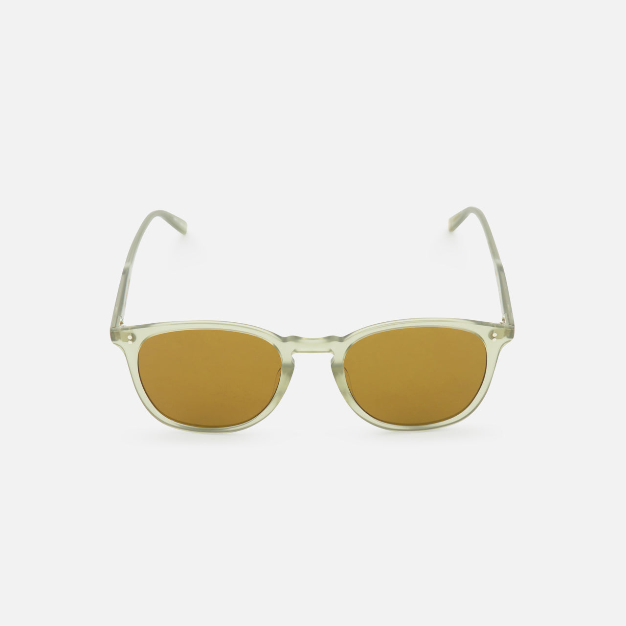 Front view of GARRETT LEIGHT Kinney Softly Squared Beige Sunglasses with semi-square acetate frames and smokey lenses, displayed against a plain white background.