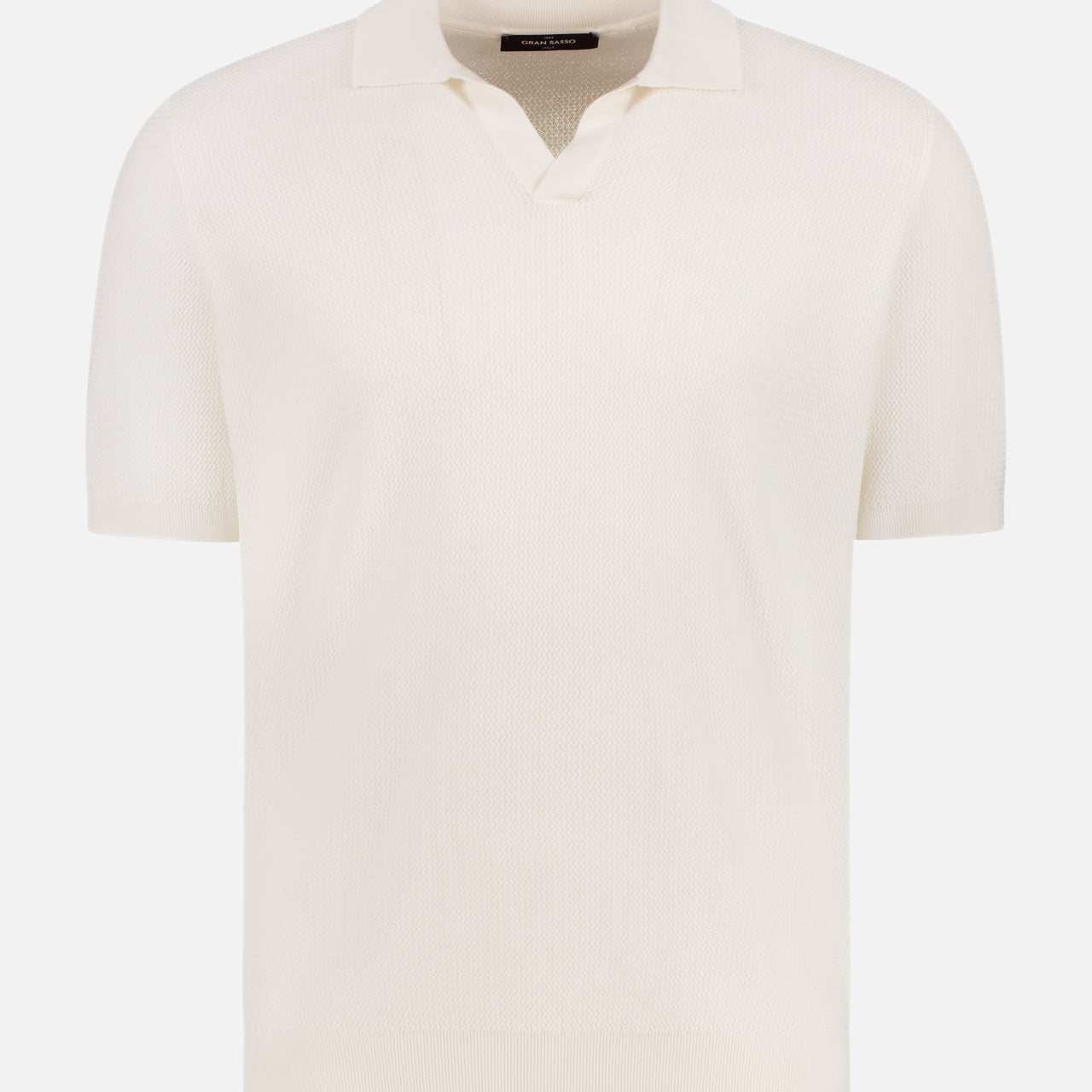 Johnny Collar Wave Stitch Polo Shirt (14650187252075)