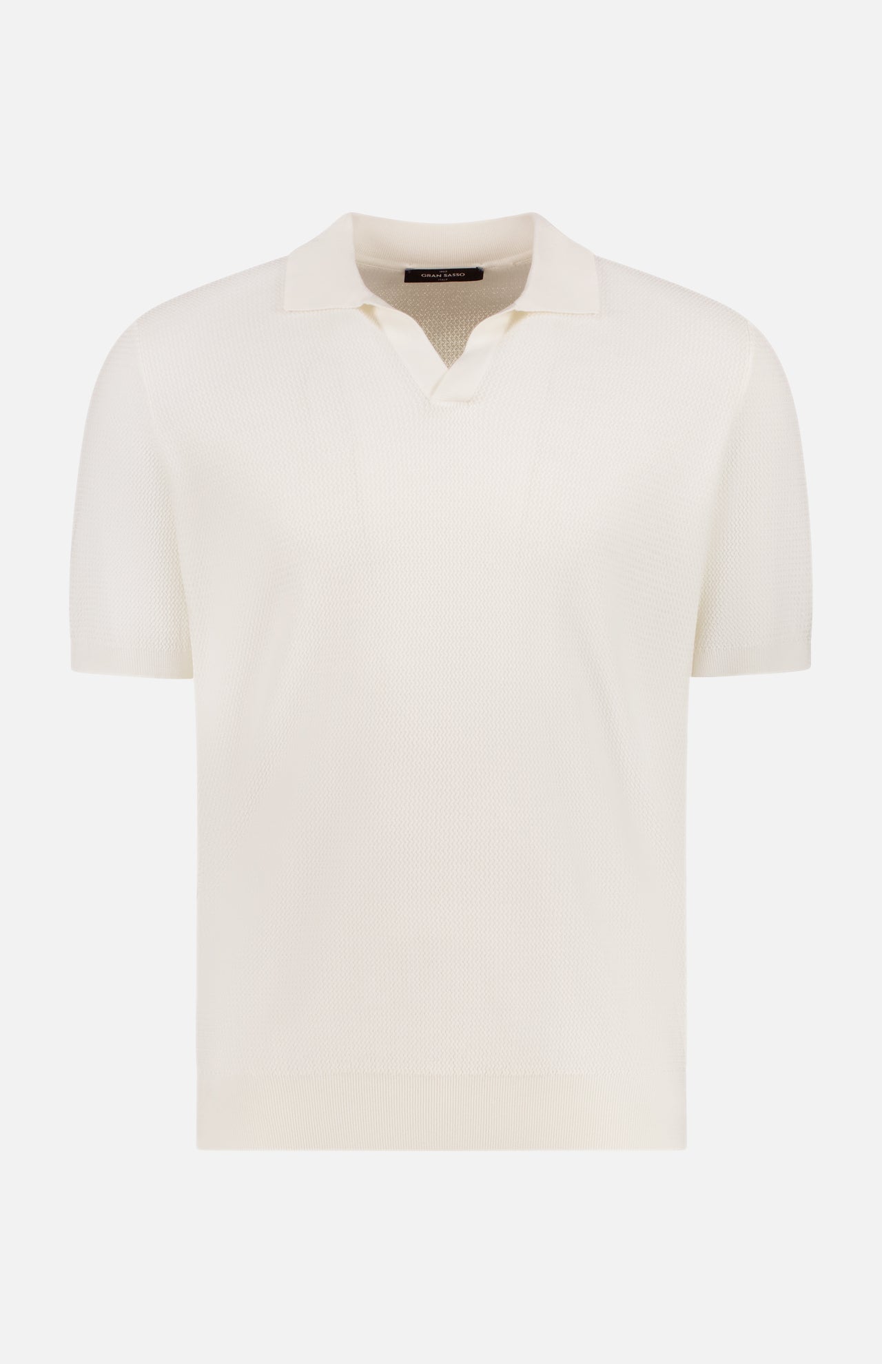 Johnny Collar Wave Stitch Polo Shirt (14650187252075)
