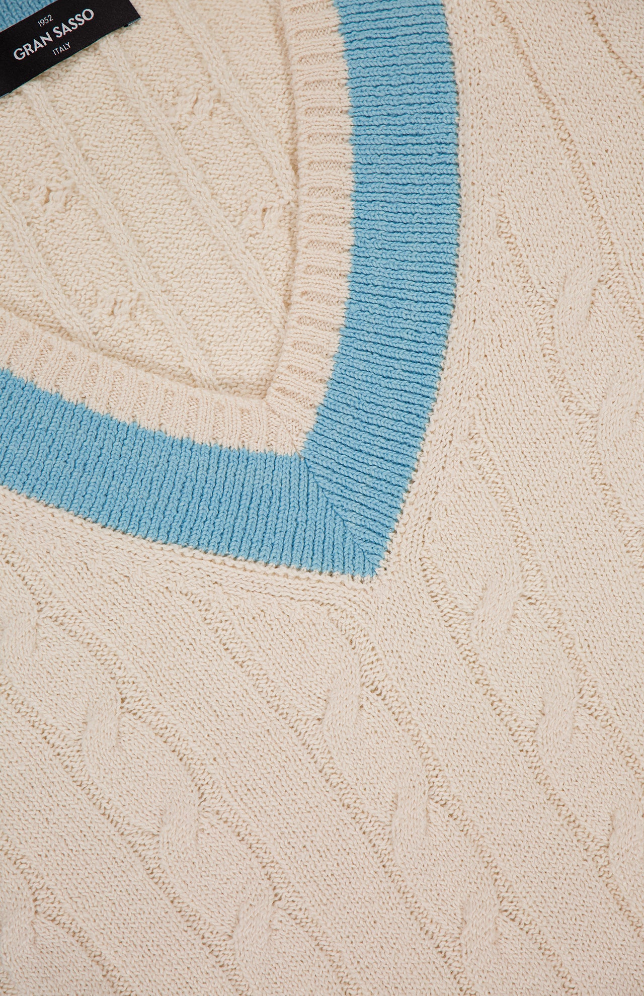 V-Neck Stripe Cableknit Sweater (14650186957163)