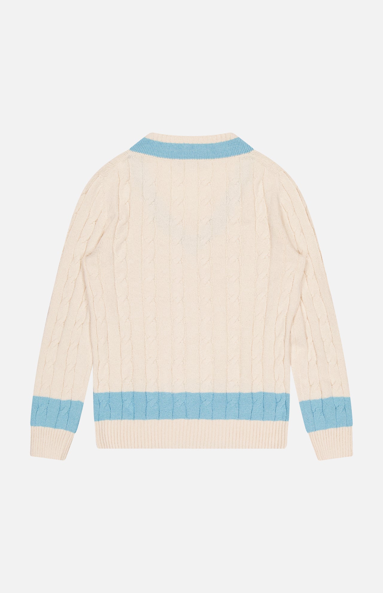 V-Neck Stripe Cableknit Sweater (14650186957163)