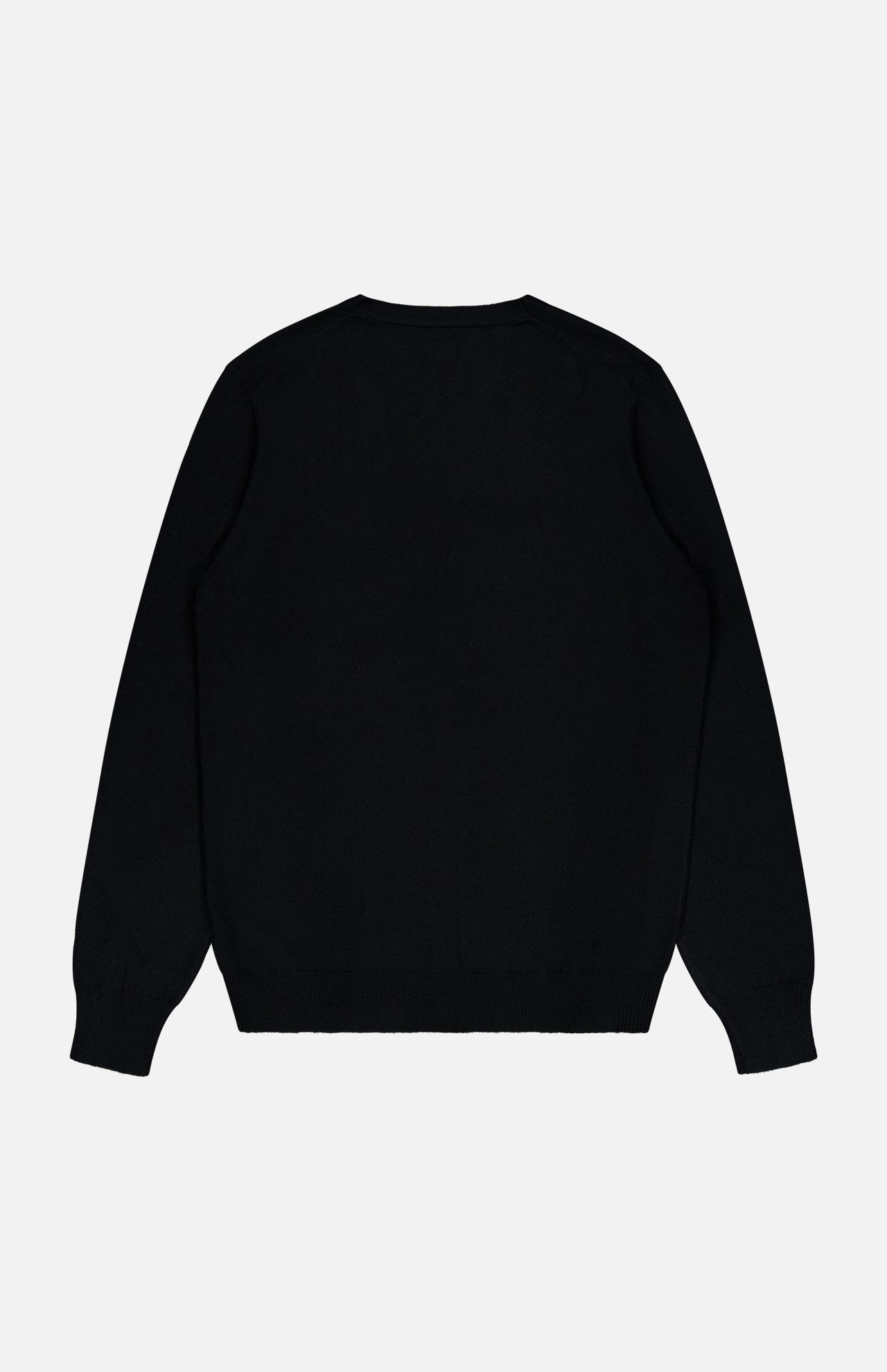 A GRAN SASSO Light Cardigan Sweater in a plain black wool blend is laid flat with the back side visible against a white background.