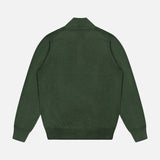 Quarter Zip Wool Sweater by GRAN SASSO in dark green, shown from the back against a plain white background—features a collar, ribbed cuffs, and a ribbed hem, expertly crafted in Italy from luxurious virgin wool for an elevated look.