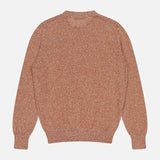 The GRAN SASSO Speckled Crewneck Sweater, a brown long-sleeve knit with ribbed cuffs and hem, is laid flat on a white background—perfect as a transitional piece for cooler weather.