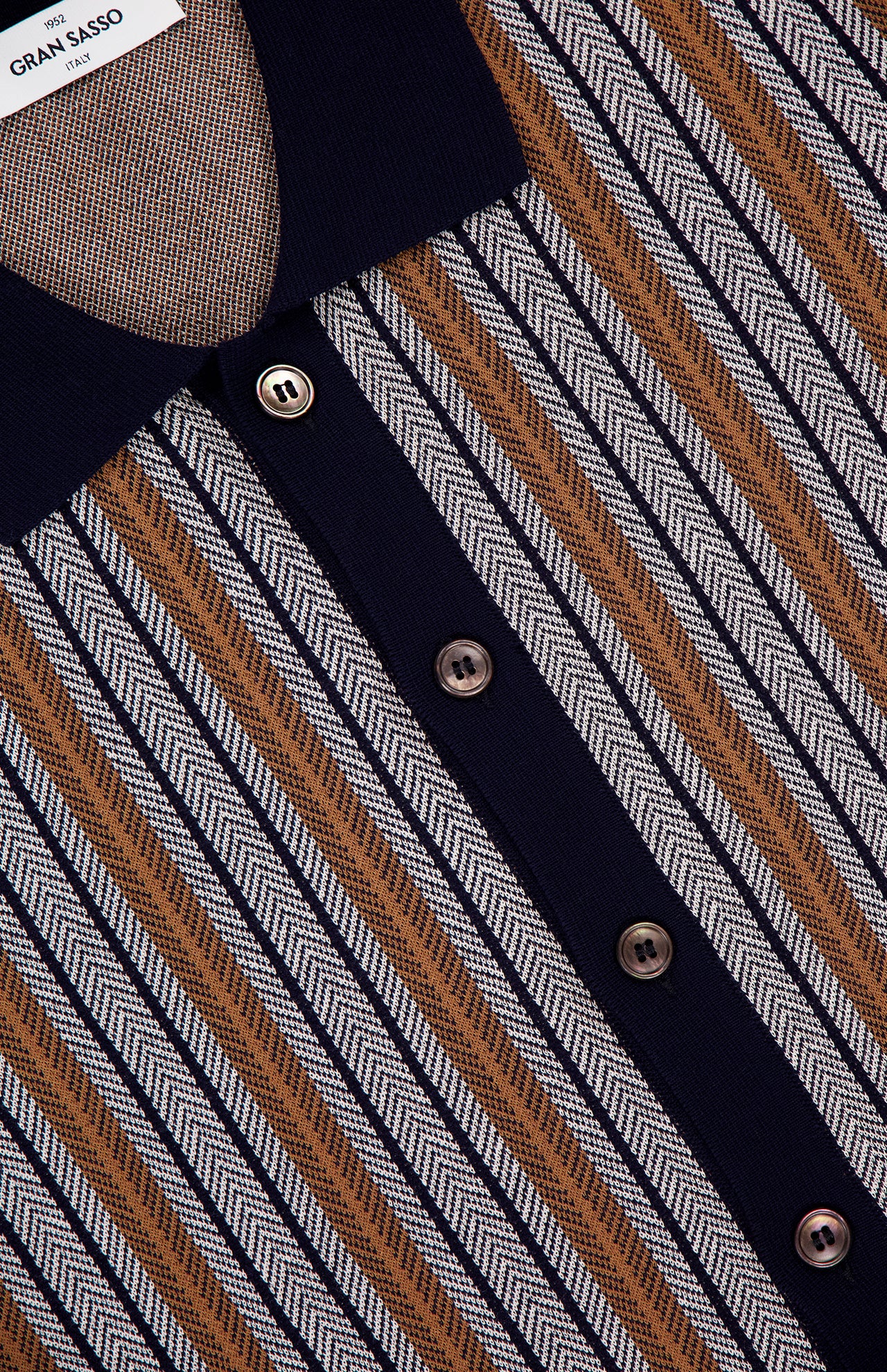 Retro Full Button Stripe Polo Shirt (14650187514219)