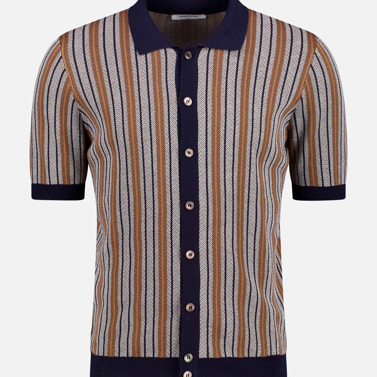 Retro Full Button Stripe Polo Shirt (14650187514219)