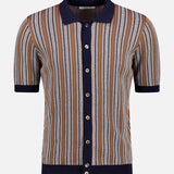Retro Full Button Stripe Polo Shirt (14650187514219)