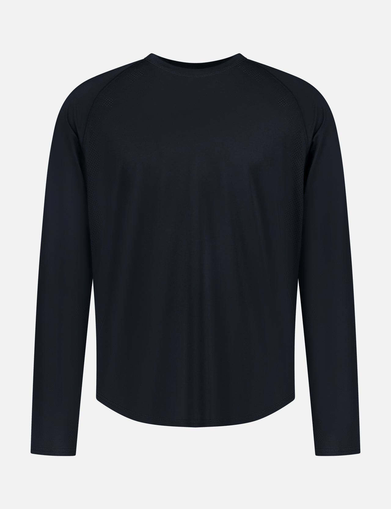 The GREYSON Falcon Sport Long Sleeve T-shirt is shown from the back against a white background, featuring a plain black, minimalist activewear design with no visible logos or patterns.