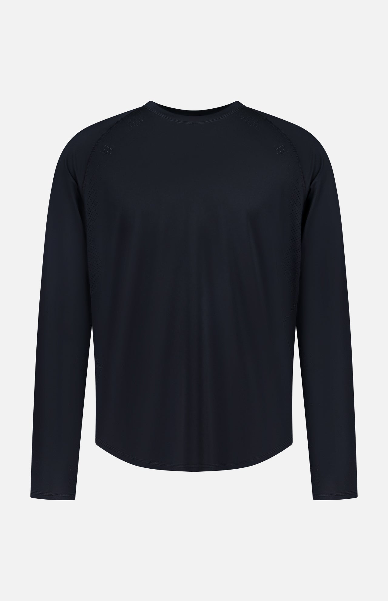The GREYSON Falcon Sport Long Sleeve T-shirt is shown from the back against a white background, featuring a plain black, minimalist activewear design with no visible logos or patterns.